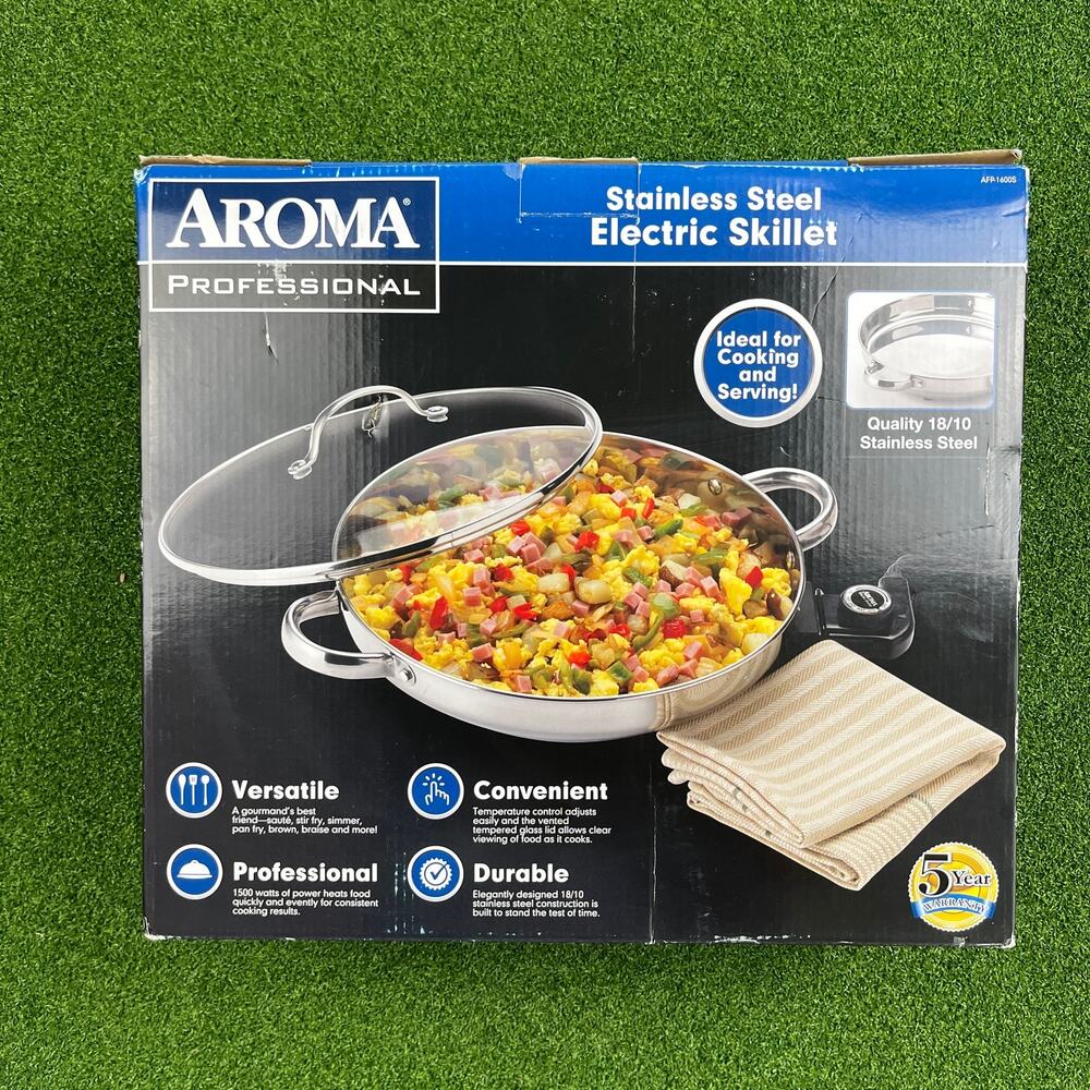 Aroma Professional Stainless Steel Electric Skillet New Open Box - Picture 5 of 6